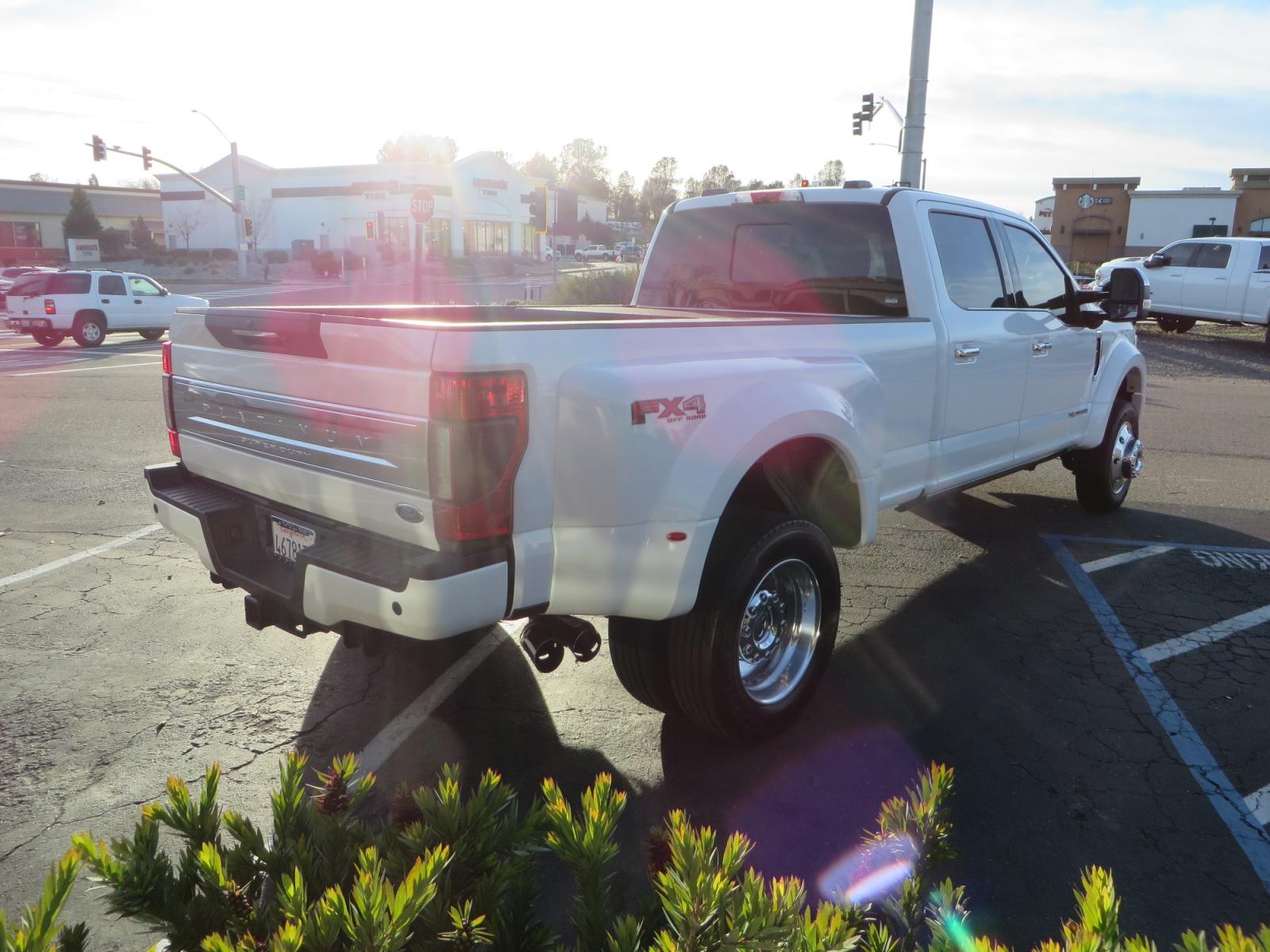 2020 White /BLACK Ford F-450 SD PlatinumCrew Cab DRW 4WD (1FT8W4DT4LE) with an 6.7L V8 OHV 16V DIESEL engine, 6A transmission, located at 2630 Grass Valley Highway, Auburn, CA, 95603, (530) 508-5100, 38.937893, -121.095482 - Must see F450 with a tool box refueling station, window tint, and a center console vault. - Photo #4